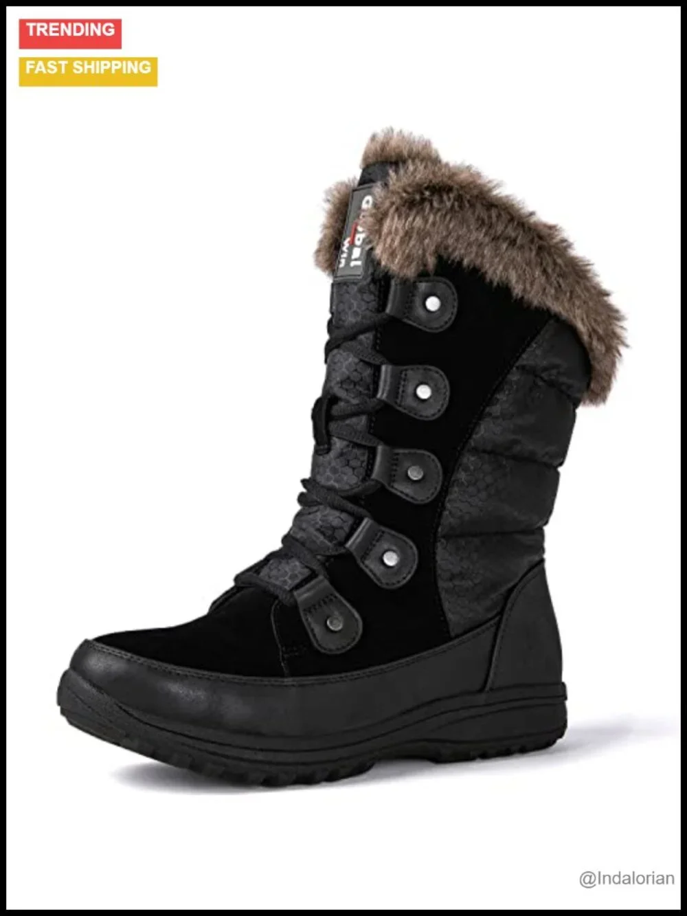 Women's Mid-Calf Snow Boots Waterproof Faux Leather with Fleece Lining Non-Slip